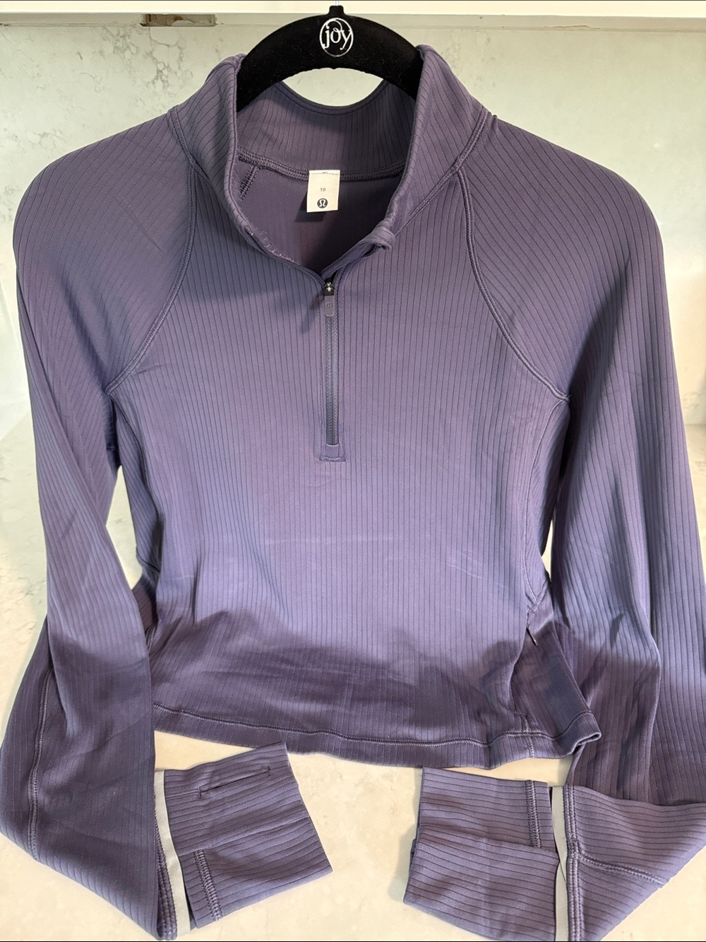 lululemon athletica ribbed half-zip top in muted purple
